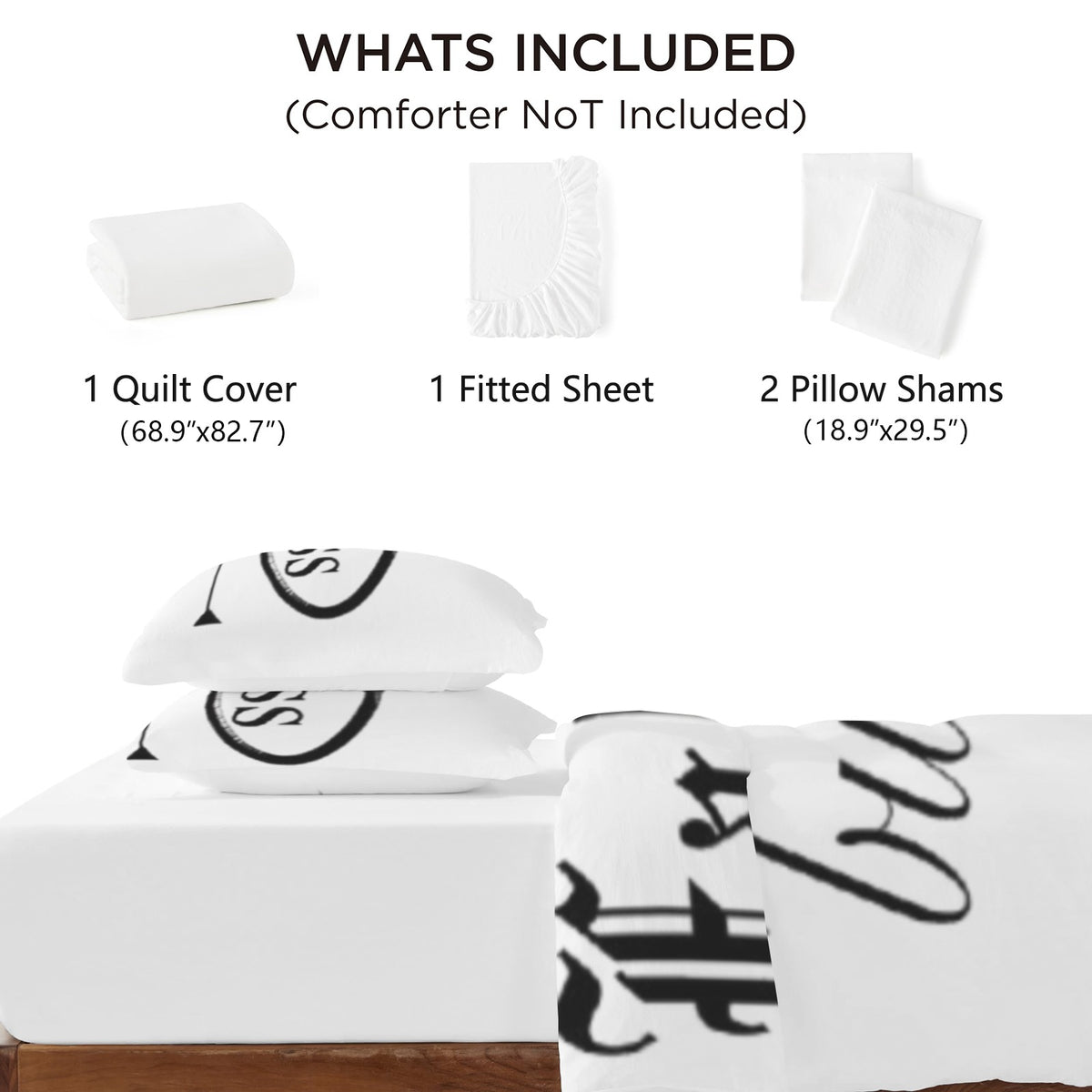 Fallen Angel 4-Piece Bedding Set with Blank Fitted Sheet 68.9x82.7inch