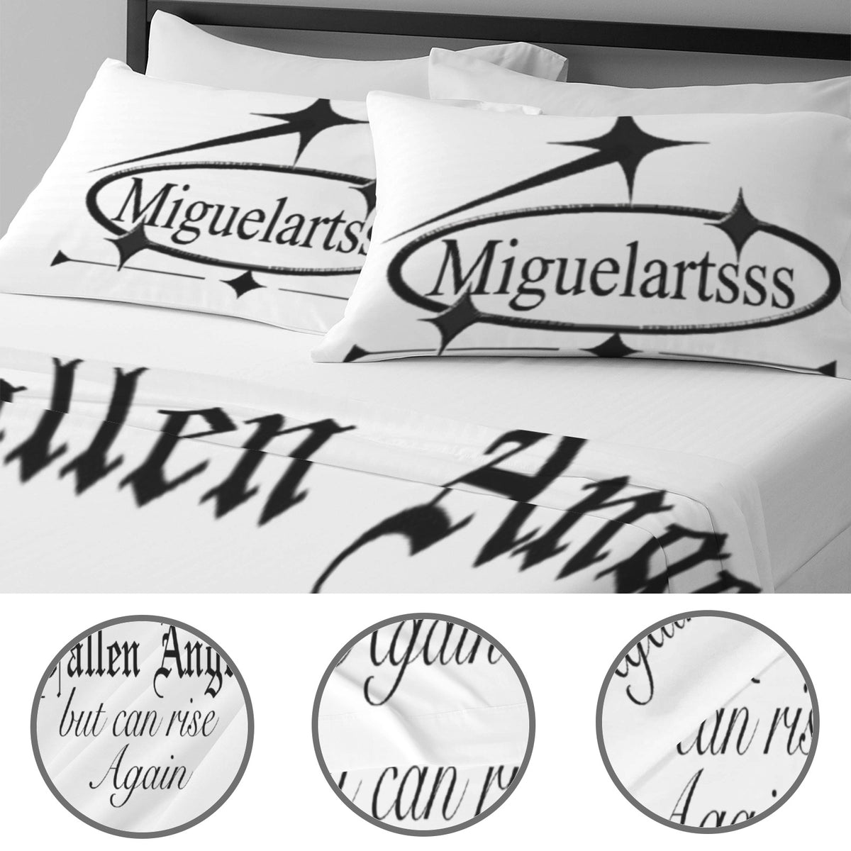Fallen Angel 4-Piece Bedding Set with Blank Fitted Sheet 68.9x82.7inch