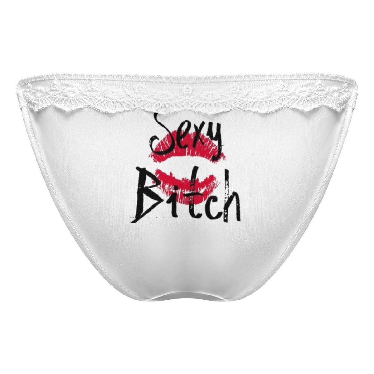 Sexy Bitch Thong Lace Trim Thong