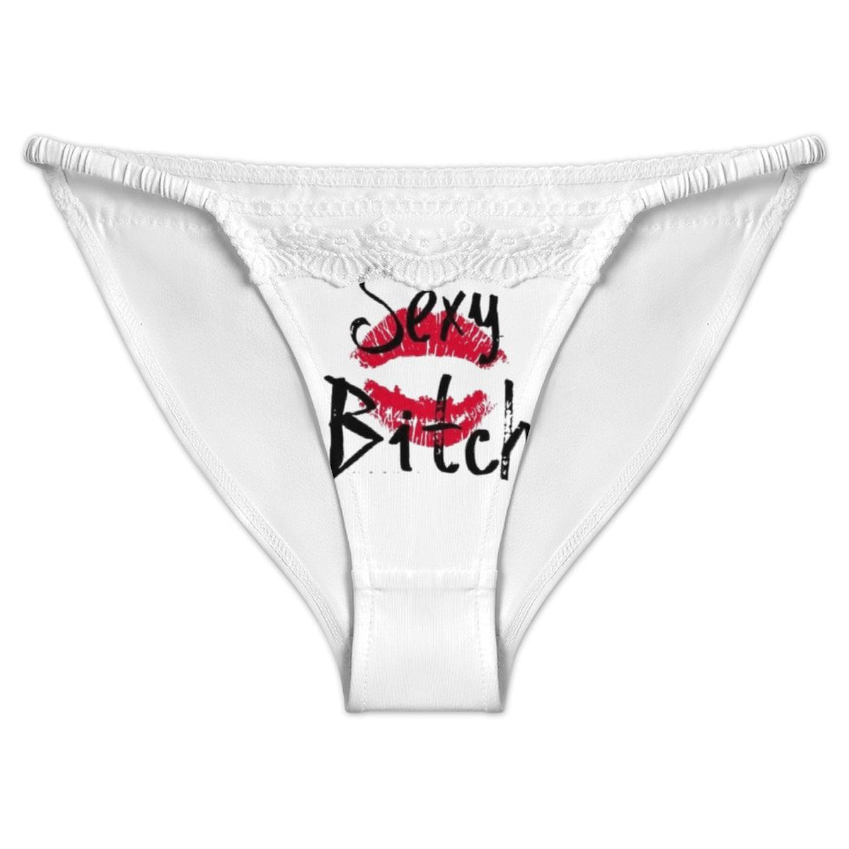 Sexy Bitch Thong Lace Trim Thong